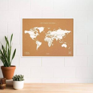 Miss Wood - Kurken Wereldkaart - 60cmx90cm - White